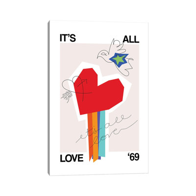It's All Love & Heart Greige 1 Piece Wall Art on Canvas