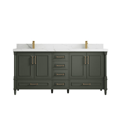 Aberdeen 72'' Double Bathroom Vanity with Quartz Top