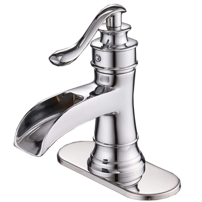 Robinet pour salle de bain à poignée simple poli Waterfall