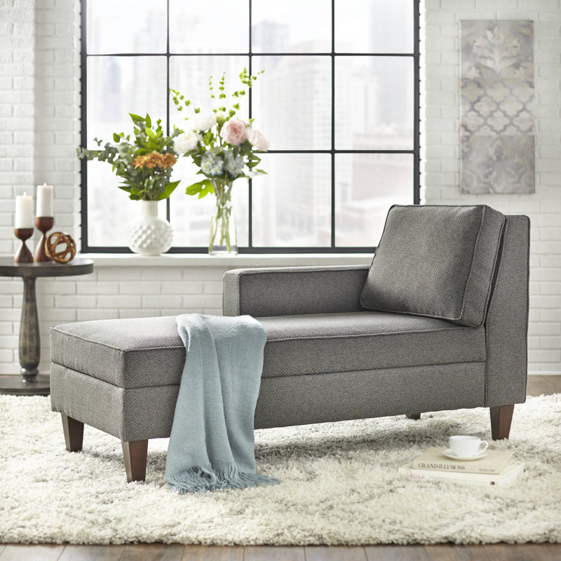 Chaise longue avec rangement Patnaude One, Polyester gris