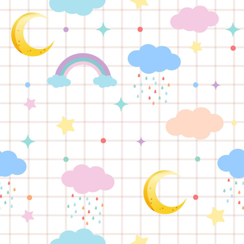 Rouleau de papier peint adhésif 8,5 pi x 24 po Enrik Rainbows and Clouds Enrik