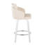 Tabouret de bar à hauteur fixe avec pivot en bois blanc et similicuir crème avec repose-pieds rond chromé - ensemble de 2