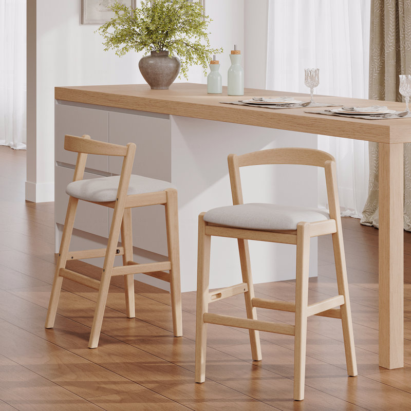 Ensemble de 2 chaises de salle à manger, tabouret de bar en bois d'hévéa