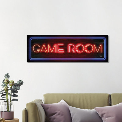 Enseigne néon Game Room - estampe numérique sur toile tendue avec châssis