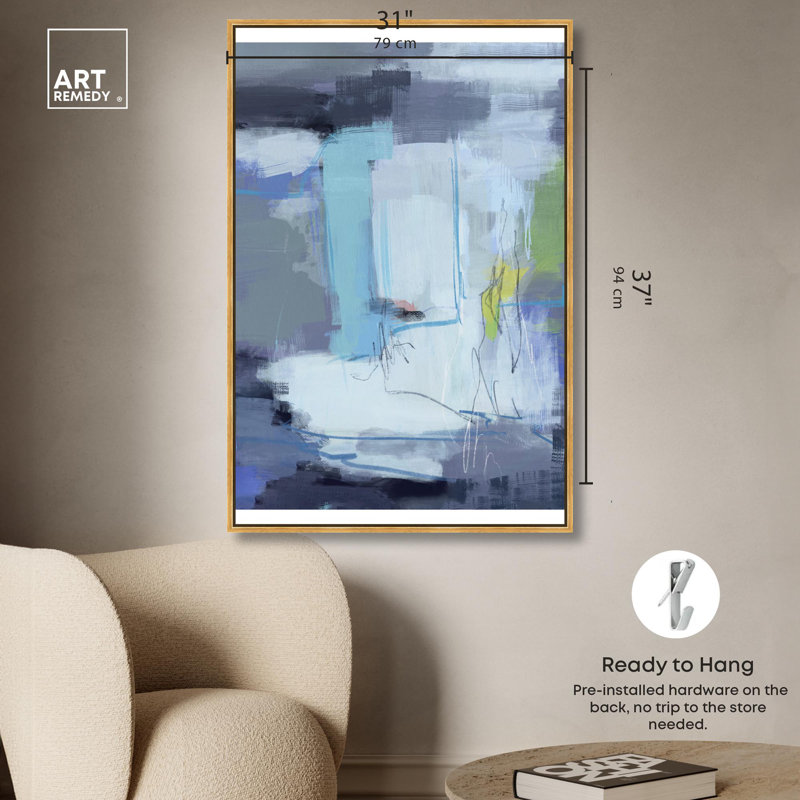 «Twilight Over Water Blue Decor» par Art Remedy, H 36 po x l 30 po, Cadre doré
