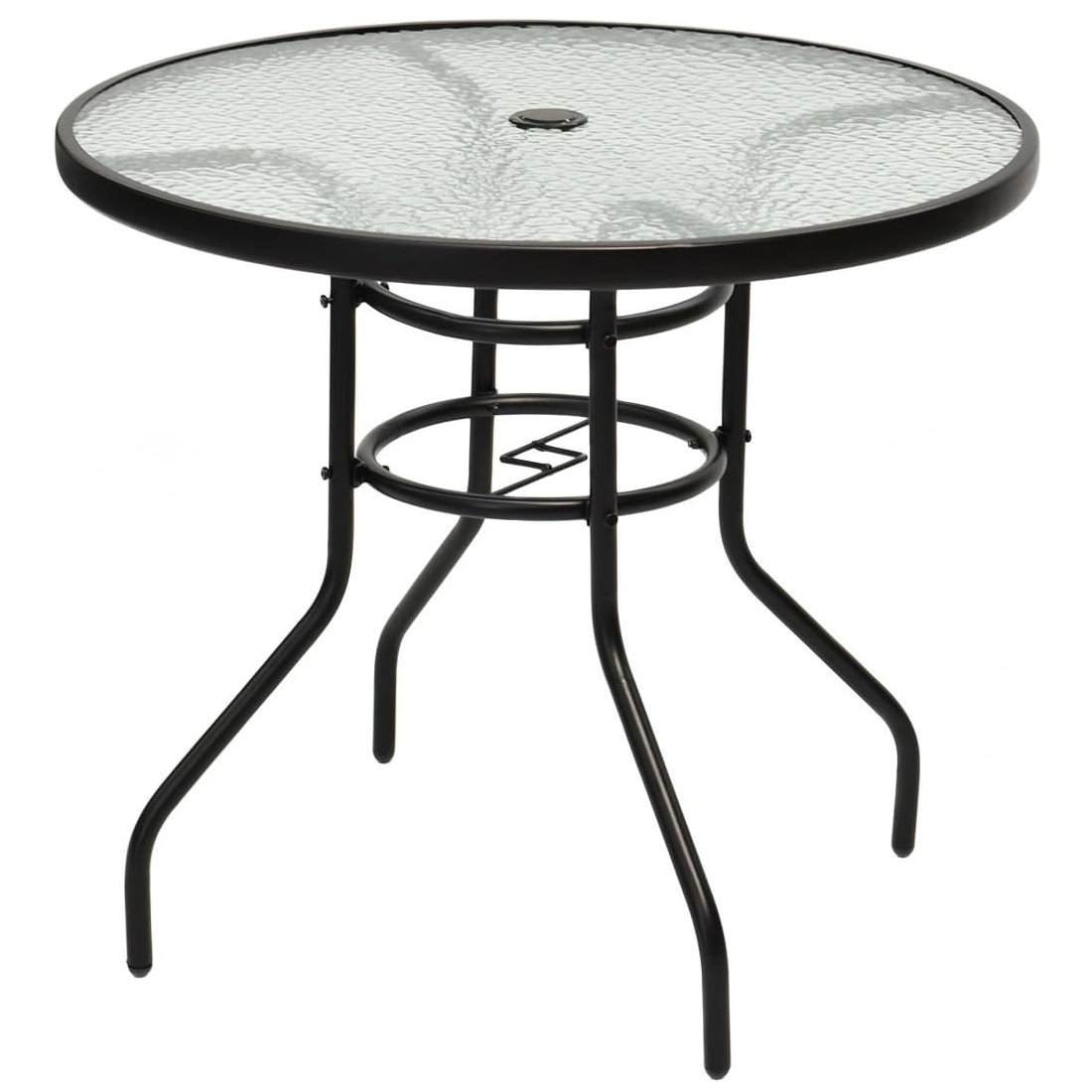 Red Barrel Studio 32" Outdoor Patio Table Round Steel Frame Tempered ...