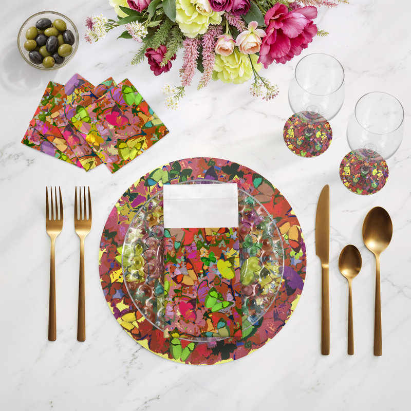 Mariposa Pebble 16" Vinyl Placemat, Orange