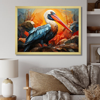 " Orange Pelican Coastal Geometric II "