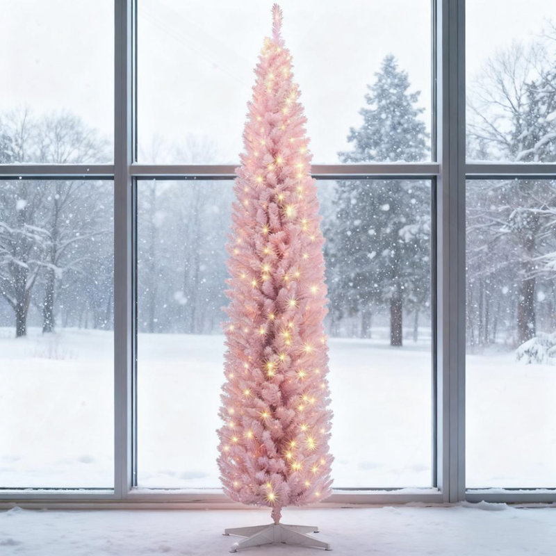 Arbre de Noël 8 pi, H 8 pi, Rose