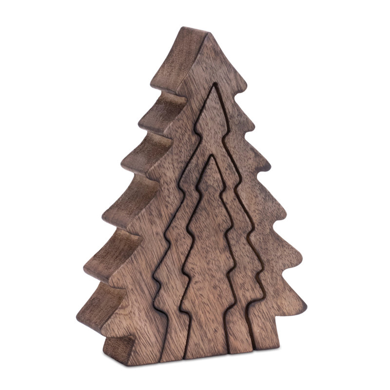 Présentoir gigognes en bois (ensemble de 2), Brun