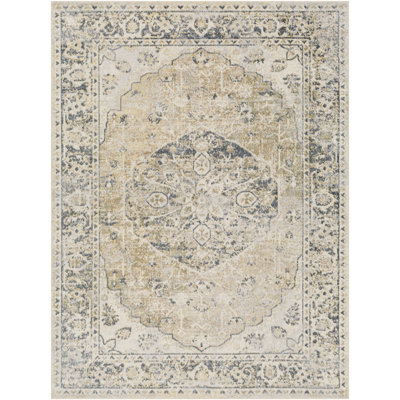 Belliveau Machine Washable Oriental Mustard/Gray Area Rug