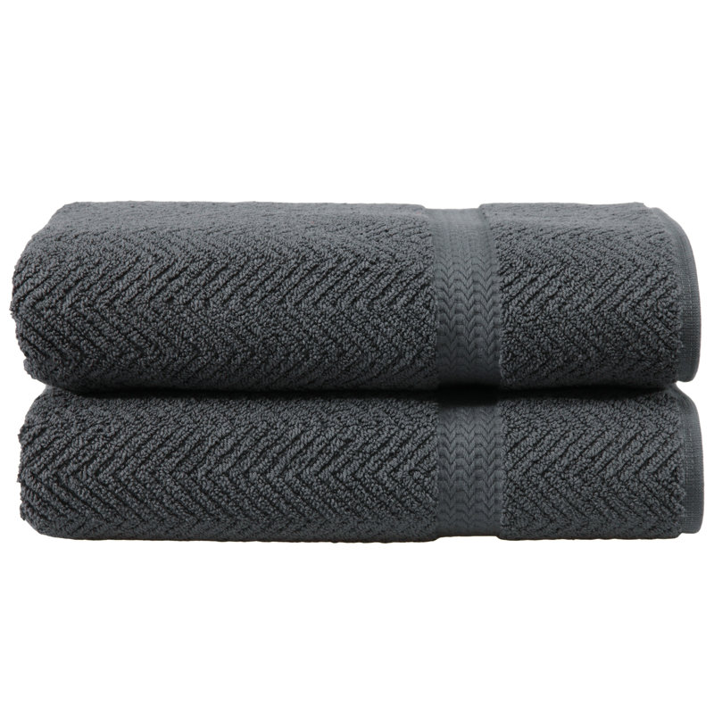 Serviette de bain en coton à chevrons, Gris