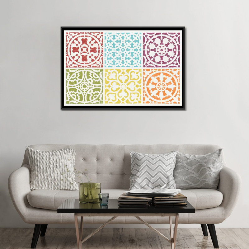 «Hacienda Tile» par Moira Hershey - reproduction sur toile tendue, H 18 po x l 26 po x P 1,5 po, Pas de tapis