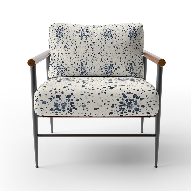 Chaise d'appoint abstraite - fauteuil bleu et crème boho mandala beige, Accoudoirs ronds