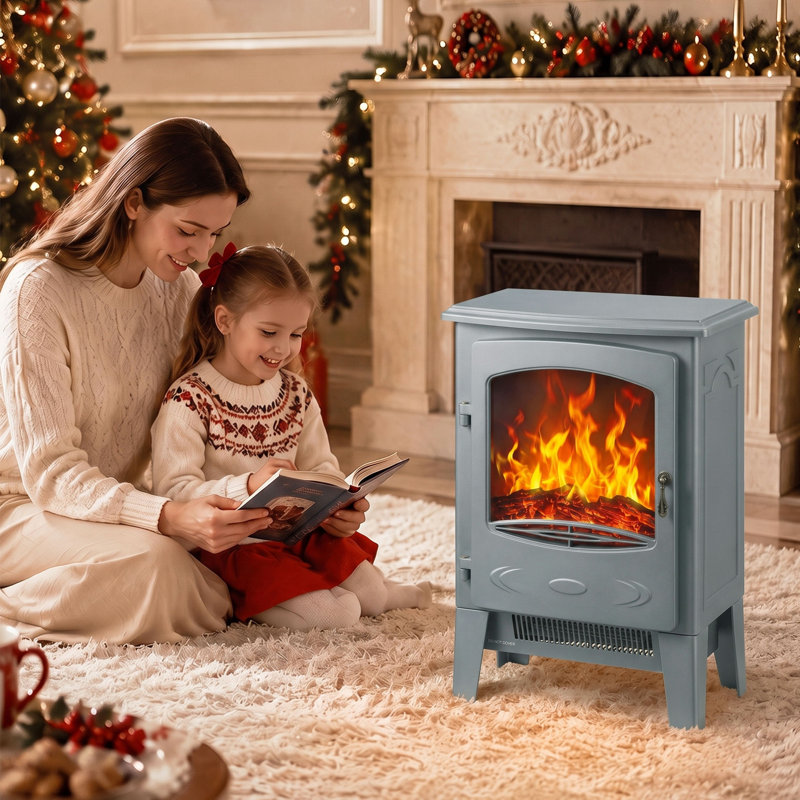 HOMCOM 24.5 cm W Grey Electric Stove