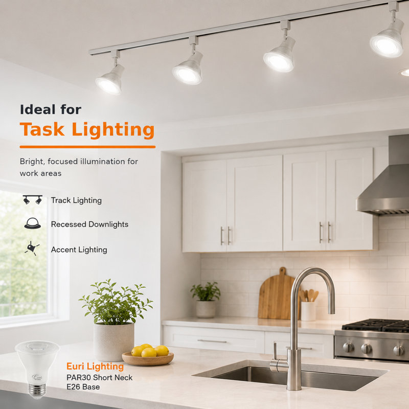 Euri Lighting PAR30 Short Neck LED Bulbs, 11W, 975 lm, 75W Eq., 4000K, E26, CEC/JA8/UL, 2-Pack