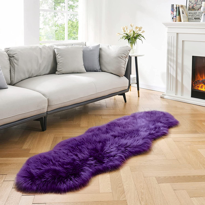 Plush Faux Sheepskin Grape Shag Area Rug, Nouveauté 2 pi x 6 pi
