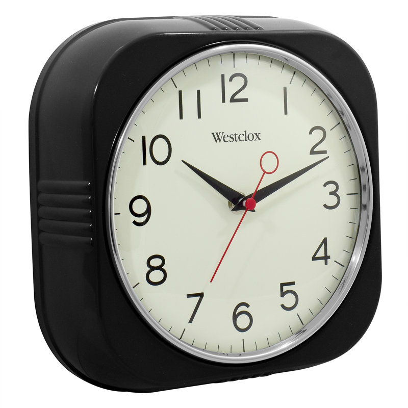Westclox Black 1950's Retro Square Wall Clock