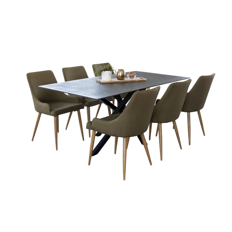 Chelsey 6 - Person Dining Set, Black, Mustard