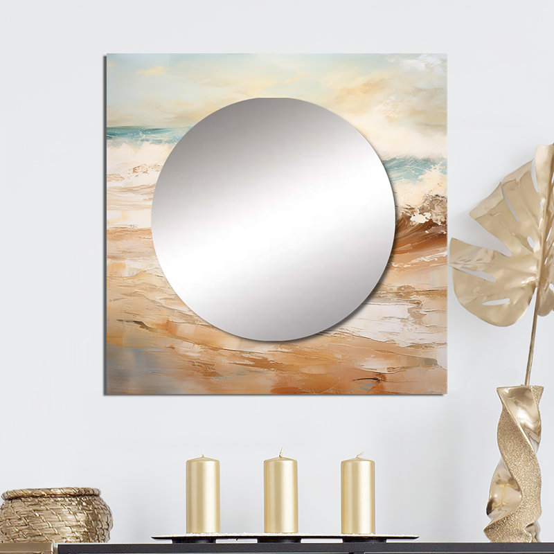Jakai Beach Tranquility - miroir carré de plage pour décoration murale, 29 po x 29 po