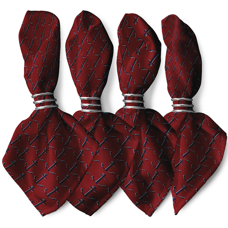 Ensemble de serviettes 4 pièces Wimer Coastal, L 18 po x L 18 po, Rouge foncé