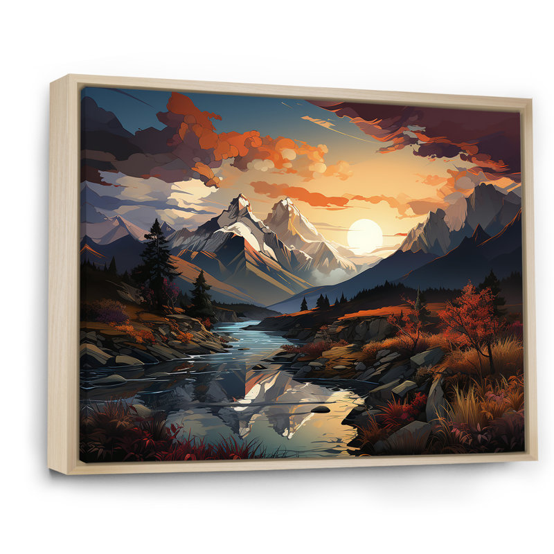 «Mountain Sunset Serenity I», reproduction sur toile, H 24 po x l 32 po x P 1 po, Cadre naturel flottant