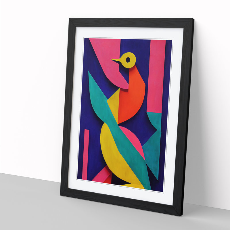 Dove Bird Abstract Vol.5 - Picture Frame Print, 34cm H x 25cm W x 2cm D, Black