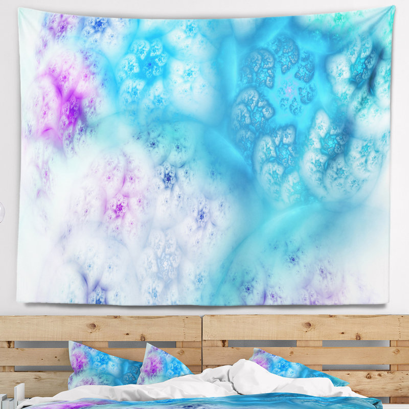 Tapisserie abstraite, bleu clair, ciel orageux, H 78 po x l 92 po