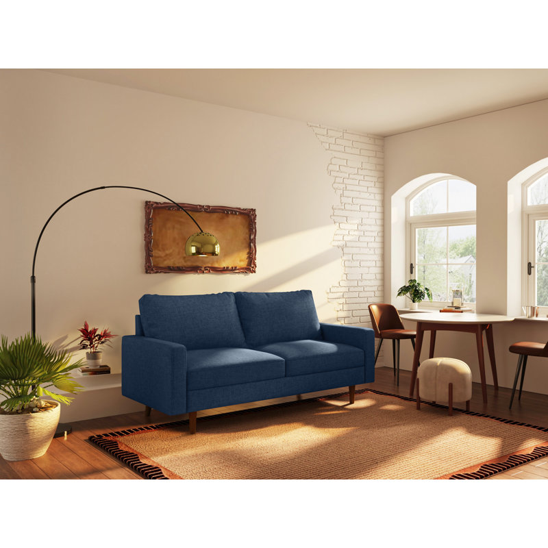 Clairmont 70" Square Arm Sofa, Dark Blue 100% Polyester