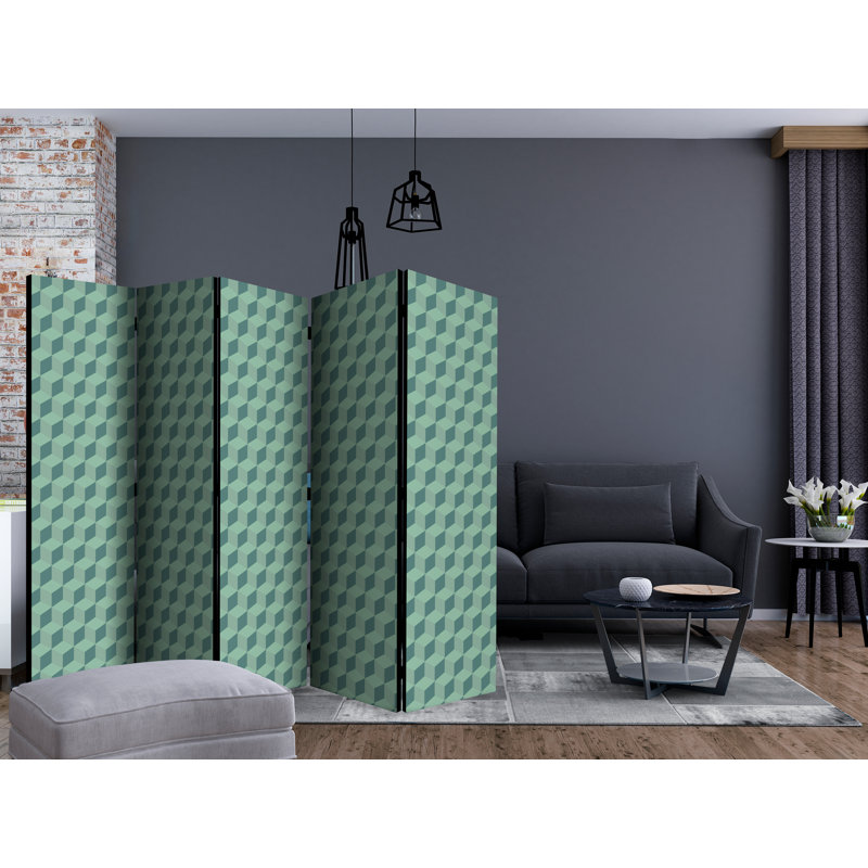 Gwynda 225cm W x 172cm H 5 - Panel Solid Wood Folding Room Divider