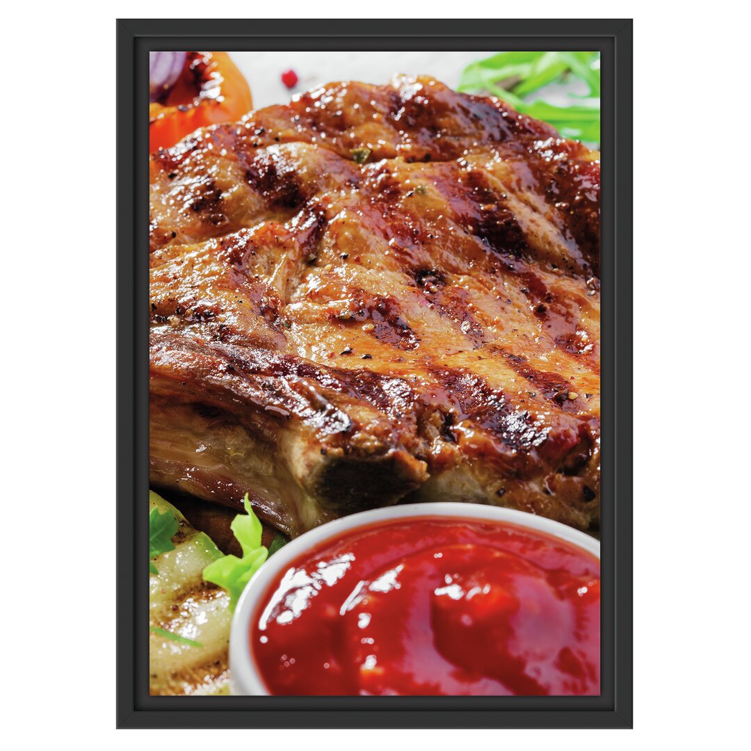 Gerahmtes Wandbild Gegrilltes Steak