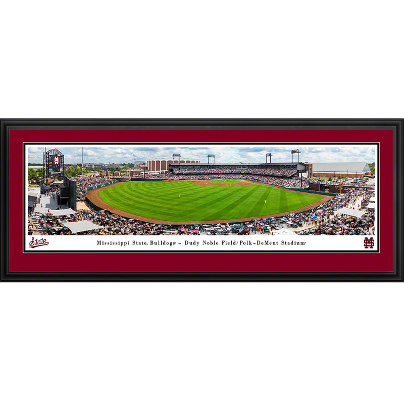 «Mississippi State Bulldogs» par James Blakeway, Cadre d'angle fermé noir, Rouge, H 18 po x l 44 po x P 0,88 po