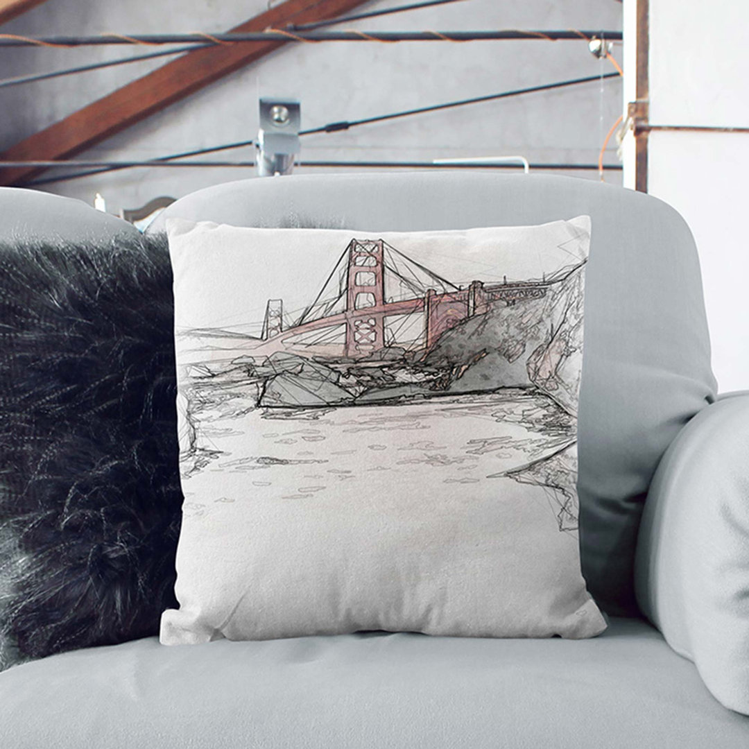 Golden Gate Bridge in San Francisco Abstract Art Cushion with Filling