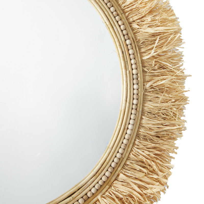 Seagrass Light Brown Wall Mirror with Fringe Detailing