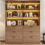 Bibliothèque 63 "avec 3 tiroirs, armoire de rangement à 3 niveaux avec lumières à DEL