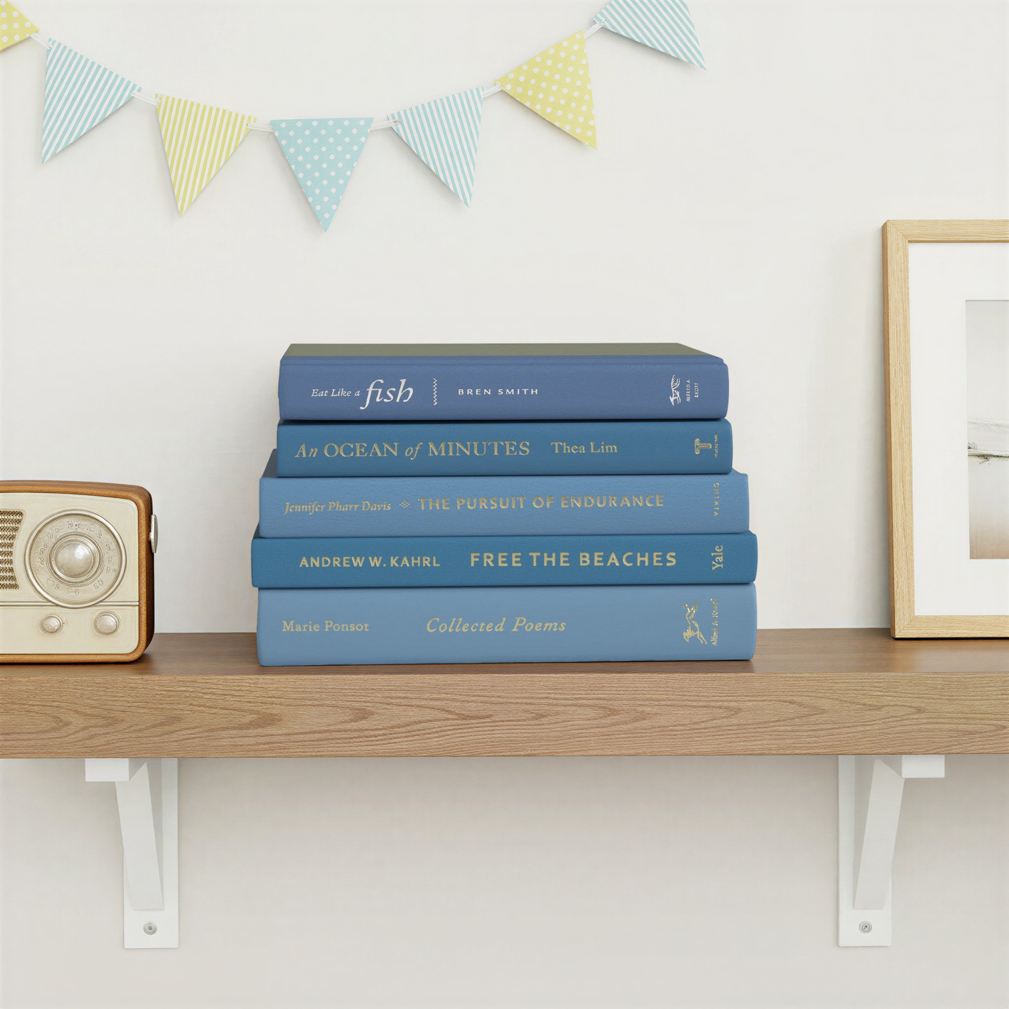 Decorative Books - Marlin Book Stack - 5 Blue Books