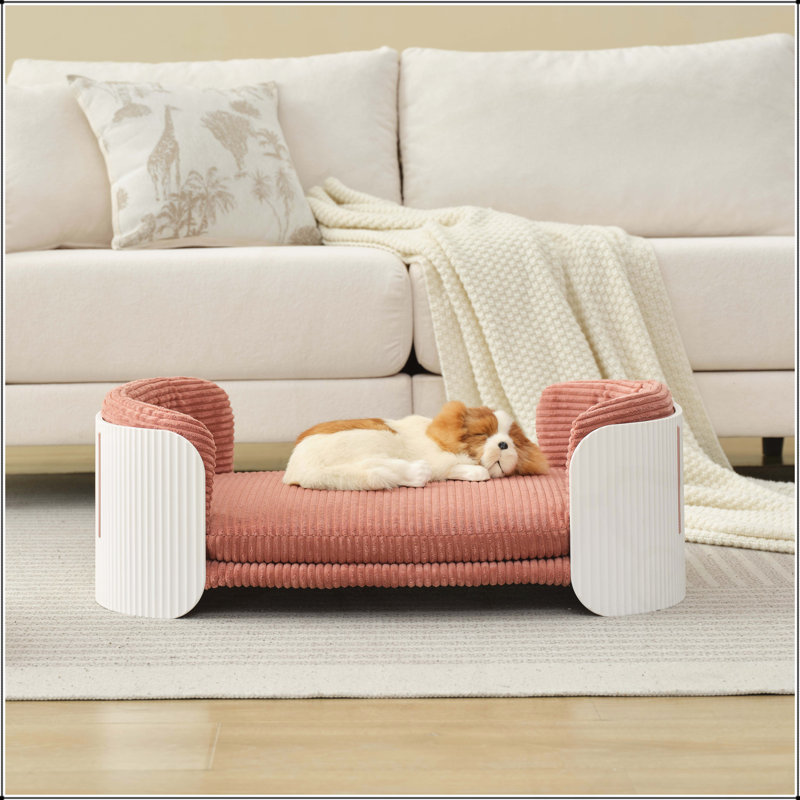 Lit pour animaux de compagnie, Blanc / Rose, H 10,23 po x l 33,46 po x P 20,07 po