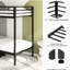 Lit simple en métal au-dessus d'un lit superposé en noir - espace, bruit, s'adapte aux matelas standard, installation rapide, réversible, sécurité idéale pour et les adultes, assemblage facile,