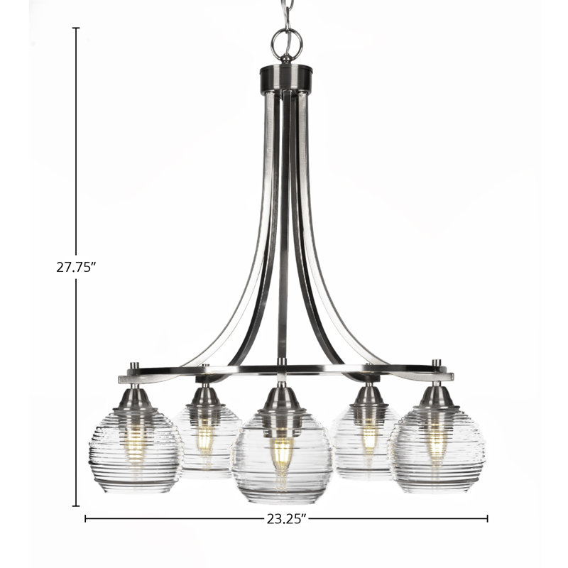 Lustre 5 lumières Michell, Nickel brossé