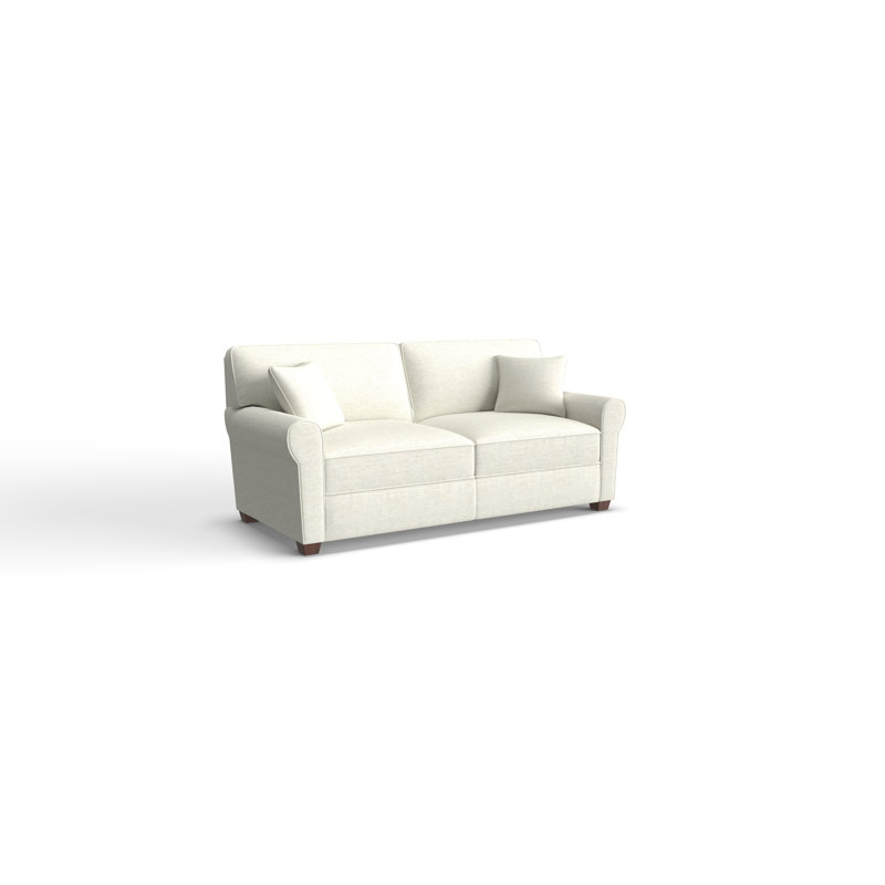 Shannon Upholstered 76'' Sofa, Dark Walnut, White