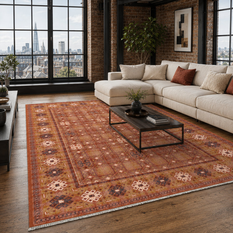 Geometric Cotton and Chenille Flatweave Area Rug, 160 cm round