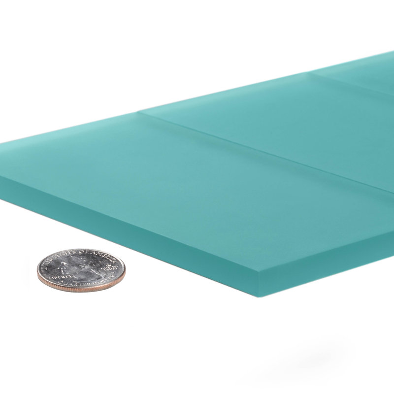 6'' x 3'' Glass Subway Wall Tile, Aqua