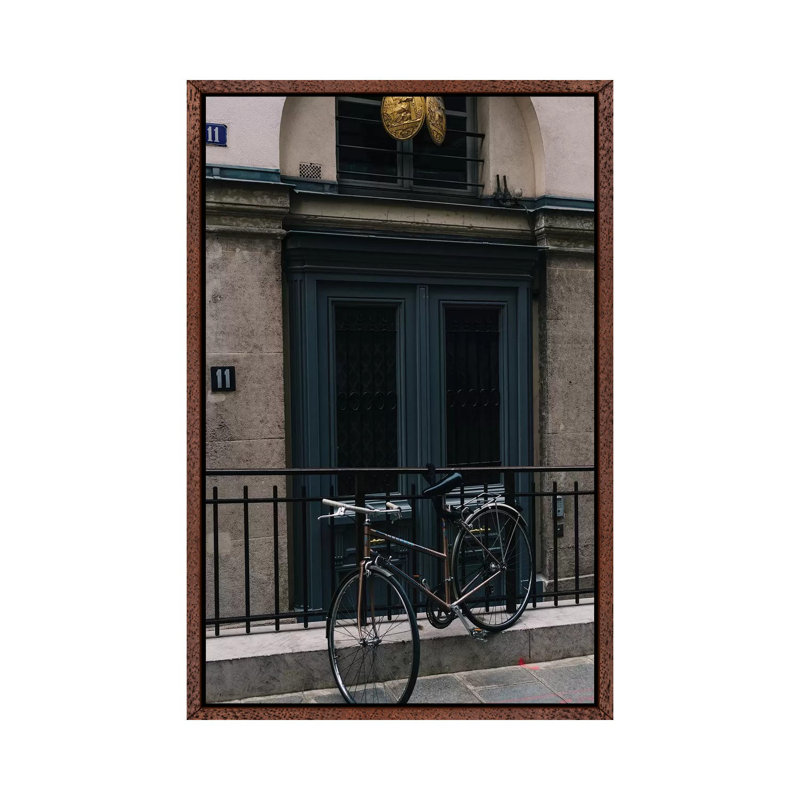 Paris Bicycle III by Bethany Young - Print on Canvas, Classic Brown Wood Framed, 101.6cm H x 66.04cm W x 3.81cm D