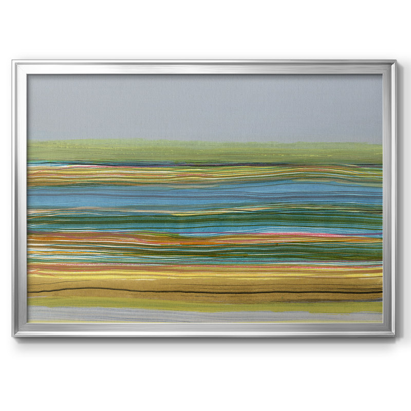 Jaclyn " Parallel Striae II " by Jodi Fuchs Oil Print, Ouverture 28 x 40 (extérieur 31 x 43), Framed Canvas, Argent