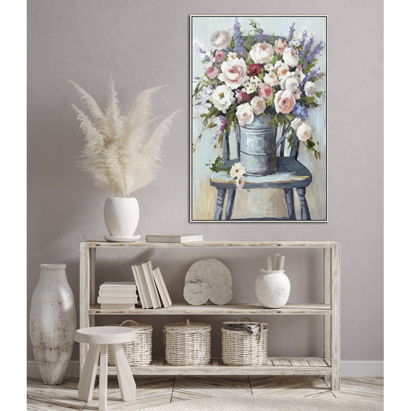 Art mural sur toile "Assis en fleurs"