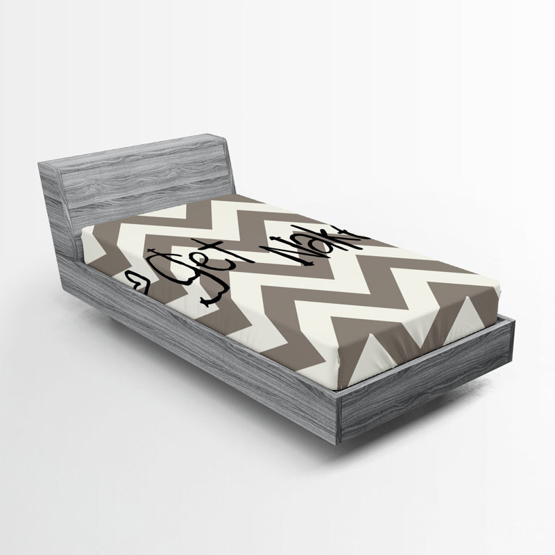Drap-housse orange Ambesonne, Drap-housse pour lit simple TG, Taupe / crème / chevron noir