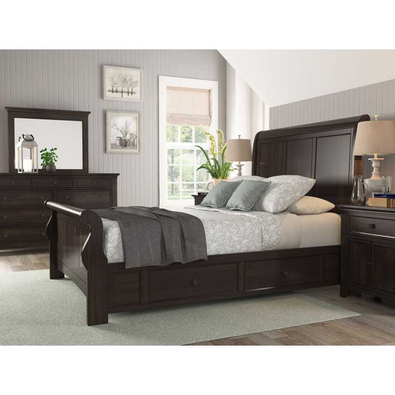 Melfa Platform Storage Bed, Antique Black, Queen