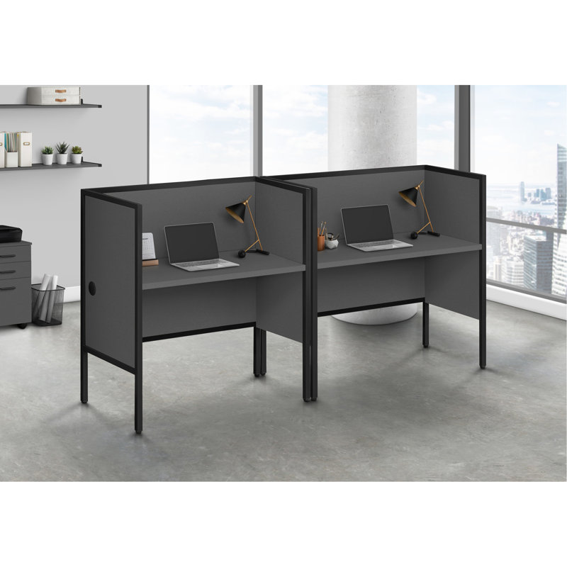 Bureau de bureau, L 48 po, bureau, travail, qualité commerciale, stratifié gris, métal noir, contemporain, moderne