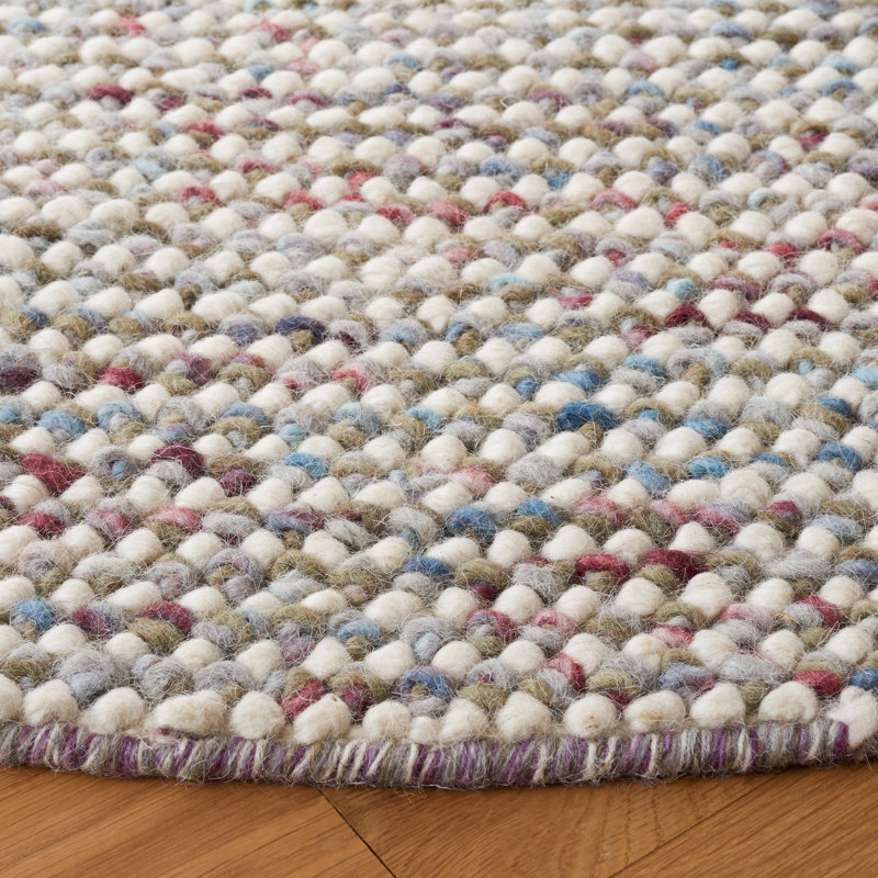 Handmade Ivory and Gray Wool Rectangular Area Rug