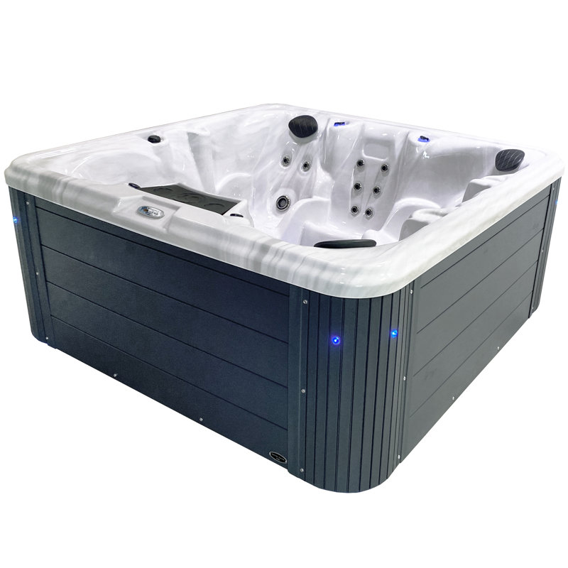 Insight 6-Person Gray Polyethylene Square Hot Tub with 34 Jets